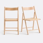 Set van 2 plooibare stoelen in beukenhout en rotan, Mauryn