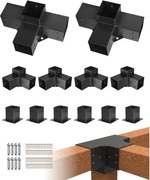 VEVOR Paalverbinder, paalhoek voor palen met een binnenmaat van 92x92 mm, 3-weg (4 stuks) en 4-weg (2 stuks) prieelbeugels met 6 paalvoeten, voor pergola's en prieeltjes