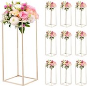 VEVOR Bruidsbloemenstandaard 250x250x600 mm, 10 stuks. Bloemenstandaards met verborgen schroefbevestiging, rechthoekige plantenstandaard voor bruiloften, feesten, verjaardagen, thuis, tafeldecoratie, roségoud