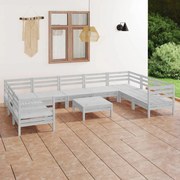 vidaXL 10-delige Loungeset massief grenenhout wit