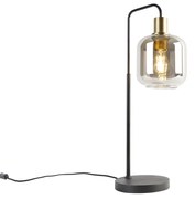 Smart tafellamp met dimmer zwart met goud en smoke glas incl. Wifi A60 - Zuzanna Design E27 Binnenverlichting Lamp