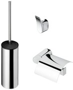 Geesa Wynk Toiletaccessoireset - Toiletborstel met houder - Toiletrolhouder met klep - Handdoekhaak - Chroom 914500-02-115