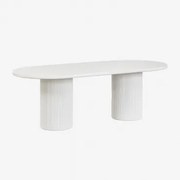 Ovale Eettafel 220x100 Cm In Cement Velia Wit - Sklum