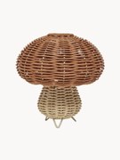 Handgemaakte mobiele tafellamp Mushroom van rotan