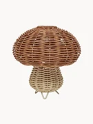Handgemaakte mobiele tafellamp Mushroom van rotan