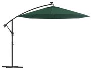 vidaXL Zweefparasol met LED-verlichting en metalen paal 300 cm groen