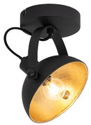 Industriële plafondlamp zwart met goud 15 cm verstelbaar - Magnax