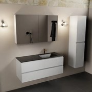 Mondiaz Aivy badmeubel 120cm talc met wastafel solid surface urban rechts 1 kraangat en spiegelkast