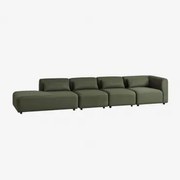 Fogler 4-delige Modulaire Hoekbank Met Chaise Longue Links Chenille Groen – Salie - Sklum