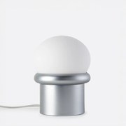 Tafellamp in verchroomd ijzer en opaline glas, CALAN