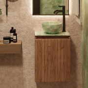 Fontana Green Onyx Micro Marble toiletmeubel met ribbelfront 40cm warm eiken