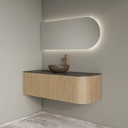 Gliss Design Alluro badmeubel ribbelfront met ronding rechts 120cm mist en zwart leisteen toppaneel
