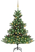 vidaXL Kunstkerstboom Nordmann met LED's en kerstballen 120 cm groen