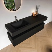 Zaro Alan badmeubel 140cm urban 1 lade met vrijhangende wastafel cloud links 1 kraangat urban