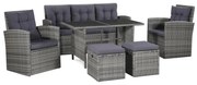 vidaXL 6-delige Loungeset met kussens poly rattan grijs