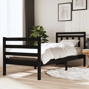 vidaXL Bedframe massief hout zwart 75x190 cm 2FT6 Small Single