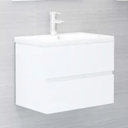 vidaXL Wastafelkast met ingebouwde wastafel spaanplaat wit