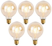 Set van 5 E27 3-staps dimbare LED lamp G95 Goldline 5W 530 lm 2200K