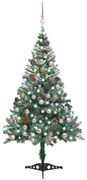 vidaXL Kunstkerstboom met LED's, kerstballen en dennenappels 150 cm