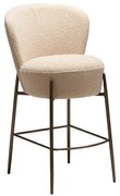 Dan-Form Orbit Boucle Barstoel Met Hoge Rugleuning Almond Shimmer