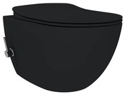 Creavit Hangend Toiletset - 35.3x51cm - Bidetsproeier warm/koud - spoelrandloos - met zitting - mat zwart SW1152759/SW1152725
