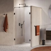 Brauer Void profielloze nisdeur 100cm met draaideur 60cm aan muur gunmetal geborsteld PVD