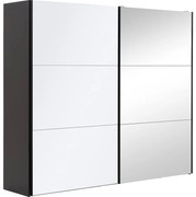 Goossens Kledingkast Easy Storage Sdk, 253 cm breed, 220 cm hoog, 1x 3 paneel glas schuifdeur li en 1x 3 paneel spiegel schuifdeur re