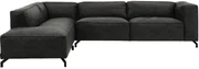 Goossens Bank Calvin grijs, micro leer, 3,5-zits, modern design met ligelement links