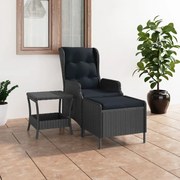 vidaXL 2-delige Loungeset met kussens poly rattan donkergrijs