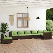 vidaXL 7-delige Loungeset met kussens poly rattan bruin