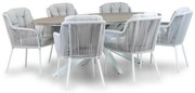 Tuinset 6 personen 220 cm Aluminium/Aluminium/polywood Wit Santika Furniture Santika