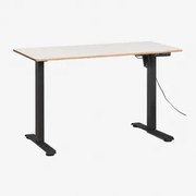 Elektrisch Verstelbaar Rechthoekig Bureau Met Geheugenfunctie Van Hout En Ijzer Serpi Wit Hout & ↔︎ 120 Cm & Zwart - Sklum