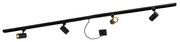 1-fase railsysteem zwart met 4 spots en I voeding vierkant - Jeana