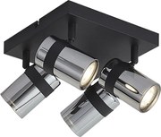 Plafondspot zwart met smoke glas 4-lichts draai- en kantelbaar - Gianni