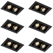 Set van 6 Moderne inbouwspot zwart 2-lichts verstelbaar - Oneon 70