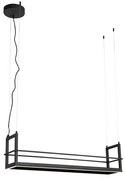 Hanglamp zwart met rek incl. LED 3-staps dimbaar - Cage Rack