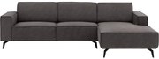 Goossens Hoekbank Hercules donkergrijs, microvezel, 3-zits, modern design met chaise longue rechts