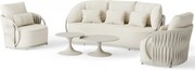 Vivaro stoel bank loungeset 5 delig | Camel sand | clouded rope | Pebble desert Bouclé