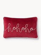 Geborduurde fluwelen kussenhoes Hohoho met bies