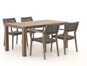 + 10% kassakorting | Diningset ROUGH | 4 personen teakhout | Tuinset stapelbaar | 5-delig | Kees Smit Tuinmeubelen