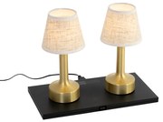 LED Set van 2 tafellamp met dimmeren goud met beige RGBW oplaadbaar - Elise Modern IP54 rond Binnenverlichting Lamp