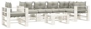 vidaXL 7-delige Loungeset met taupe kussens pallet hout