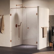 Brauer Void Carving profielloze nisdeur 160cm met draaideur 70cm aan muur koper geborsteld PVD