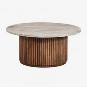 Ronde Salontafel Ø90 Cm In Marmer En Mangohout Giselda Marmer - Sklum