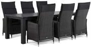 Tuinset 6 personen 240 cm Wicker Zwart Garden Collections Madera/Alaska