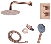 Saniclear Copper inbouw regendouche met wandarm, 30cm hoofddouche en 3 standen handdouche