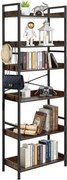 VEVOR Industriële Boekenkast, 6-laags, Vintage Ladderplank met Metalen Frame, Boekenkast met Open Planken, Vrijstaande Plank voor Woonkamer, Slaapkamer, Keuken, Thuiskantoor, Rustiek Bruin