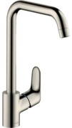 Hansgrohe Focus E2 keukenkraan met hoge draaibare uitloop instelbaar 110 150 en 360 RVS look 31820800