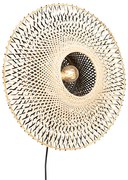 Oosterse wandlamp bamboe 50 cm met stekker - RinaOosters E27 rond Binnenverlichting Lamp