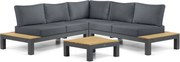 Loungeset 5 personen Aluminium/Teak Grijs Lifestyle Garden Furniture Vittoria